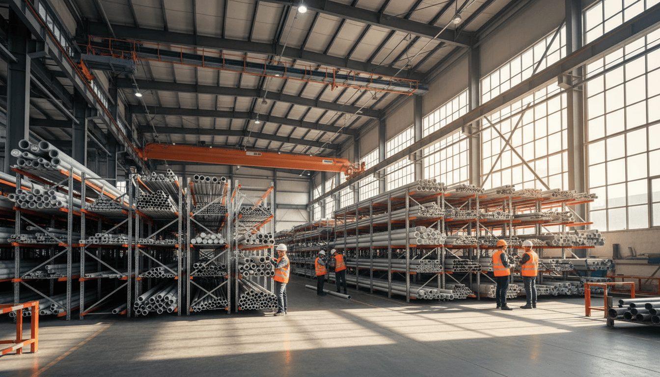Warehouse aisle stocked with industrial hoses and fittings at Central Belts And Hoses Limited